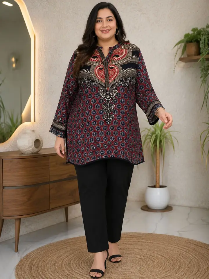 Pure Crepe Ajrakh Print Shirts